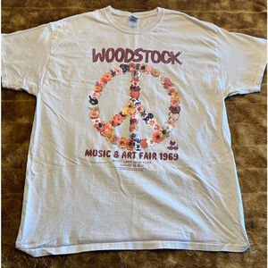Woodstock Music Art Fair White Laje, NY 1969 retro TShirt. Sz XL.